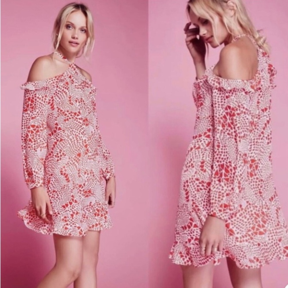 RIXO London Free People Arrabella Cold Shoulder Dress Hearts Dress Size Large